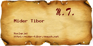 Mider Tibor névjegykártya